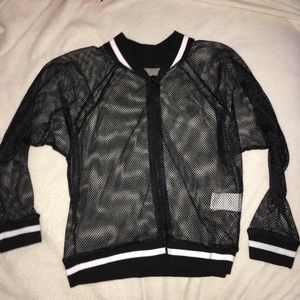 black mesh zip up jacket